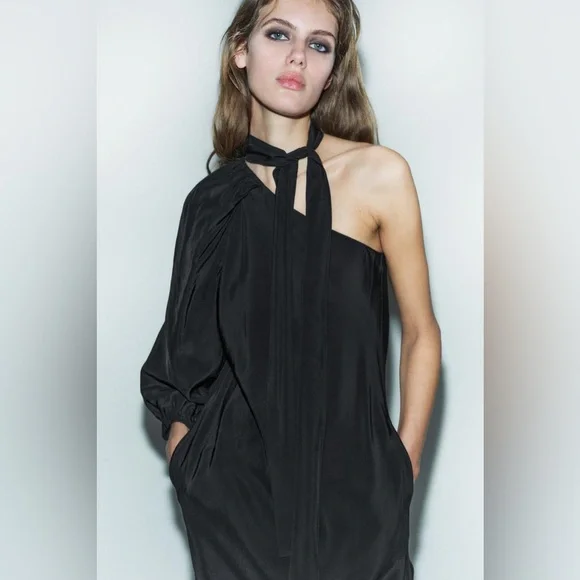 ZARA STUDIO One Shoulder Limited Edition MIDI Dress XS TAGS ATTACHED COCKTAIL - Picture 9 of 15